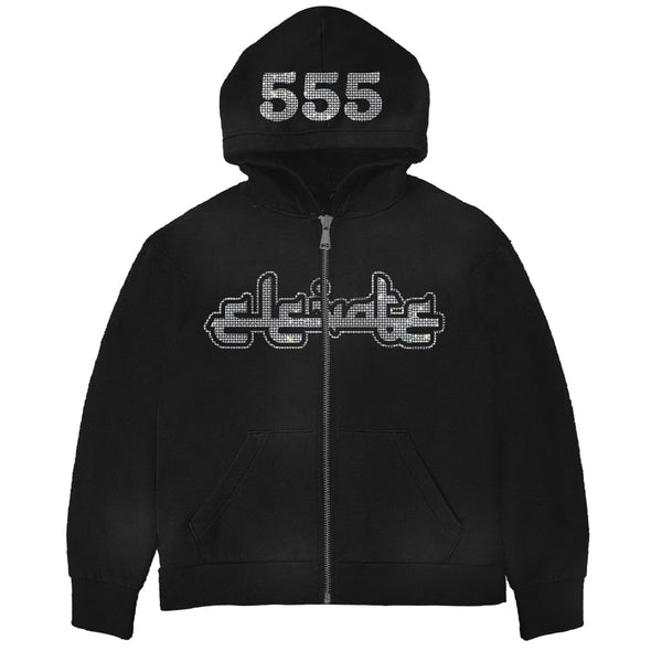 Black Rhinestone Elevate Zip-up