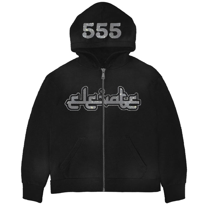 Black Rhinestone Elevate Zip-up