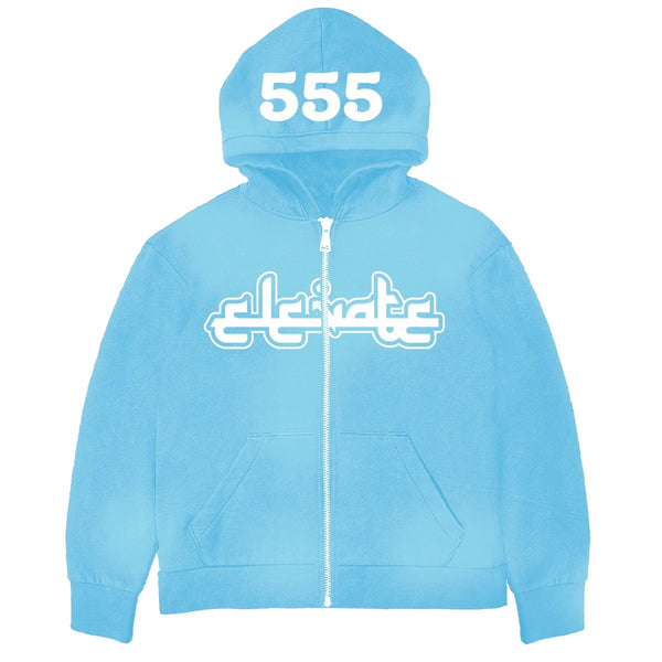 Blue Puff Print Zip-up