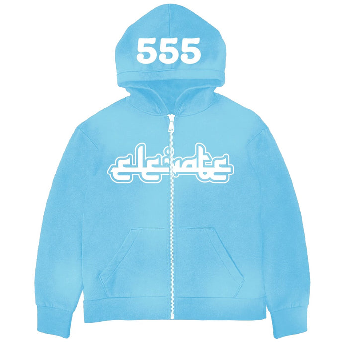 Blue Puff Print Zip-up